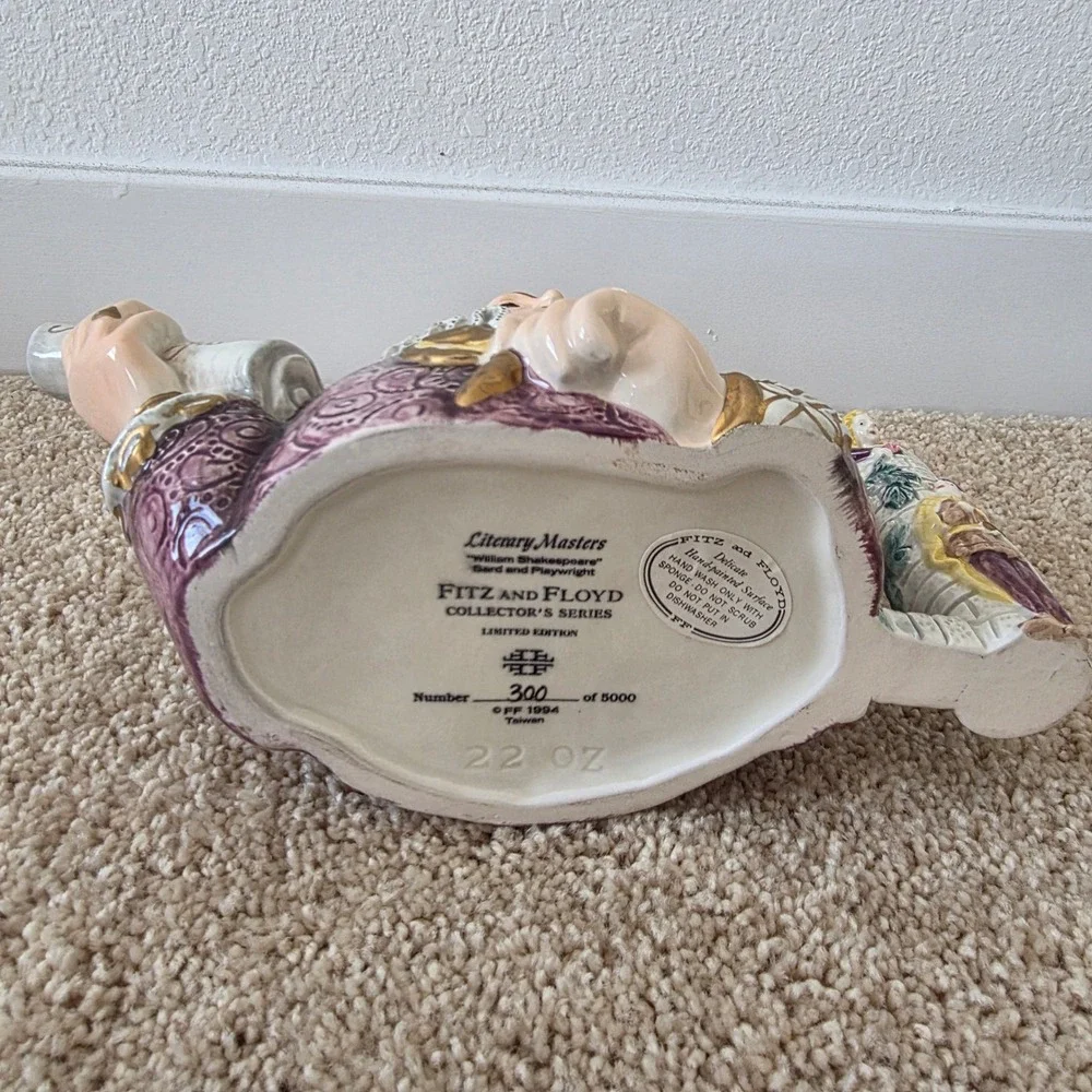 Fitz and Floyd William Shakespeare Teapot Literary Masters Limited Edition 1994